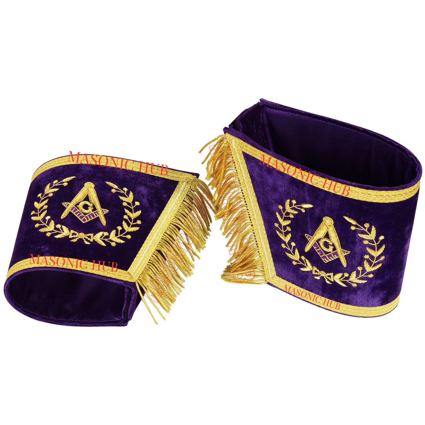 Masonic Grand Lodge Master Mason Gauntlet Cuffs – Handcrafted with Gold Bullion Embroidery