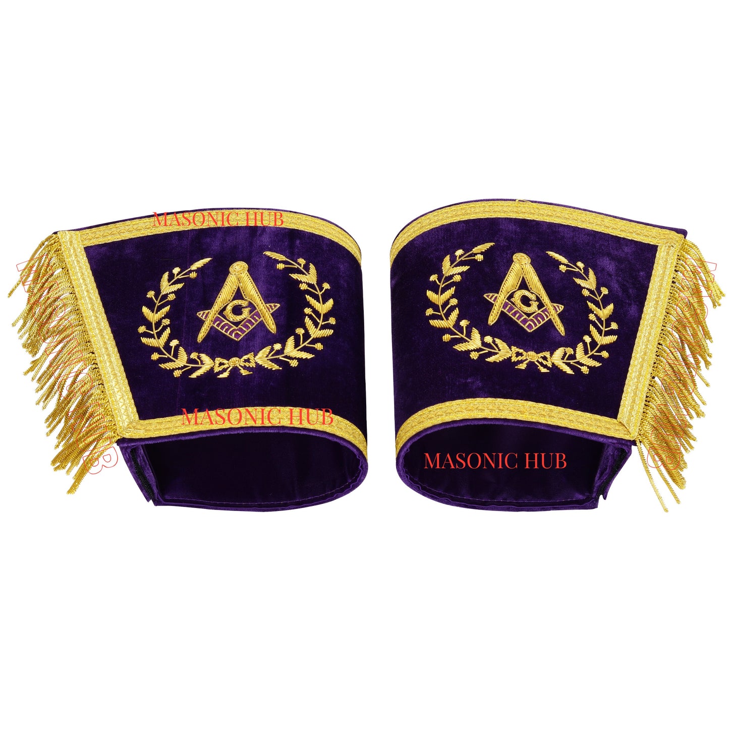Masonic Grand Lodge Master Mason Gauntlet Cuffs – Handcrafted with Gold Bullion Embroidery
