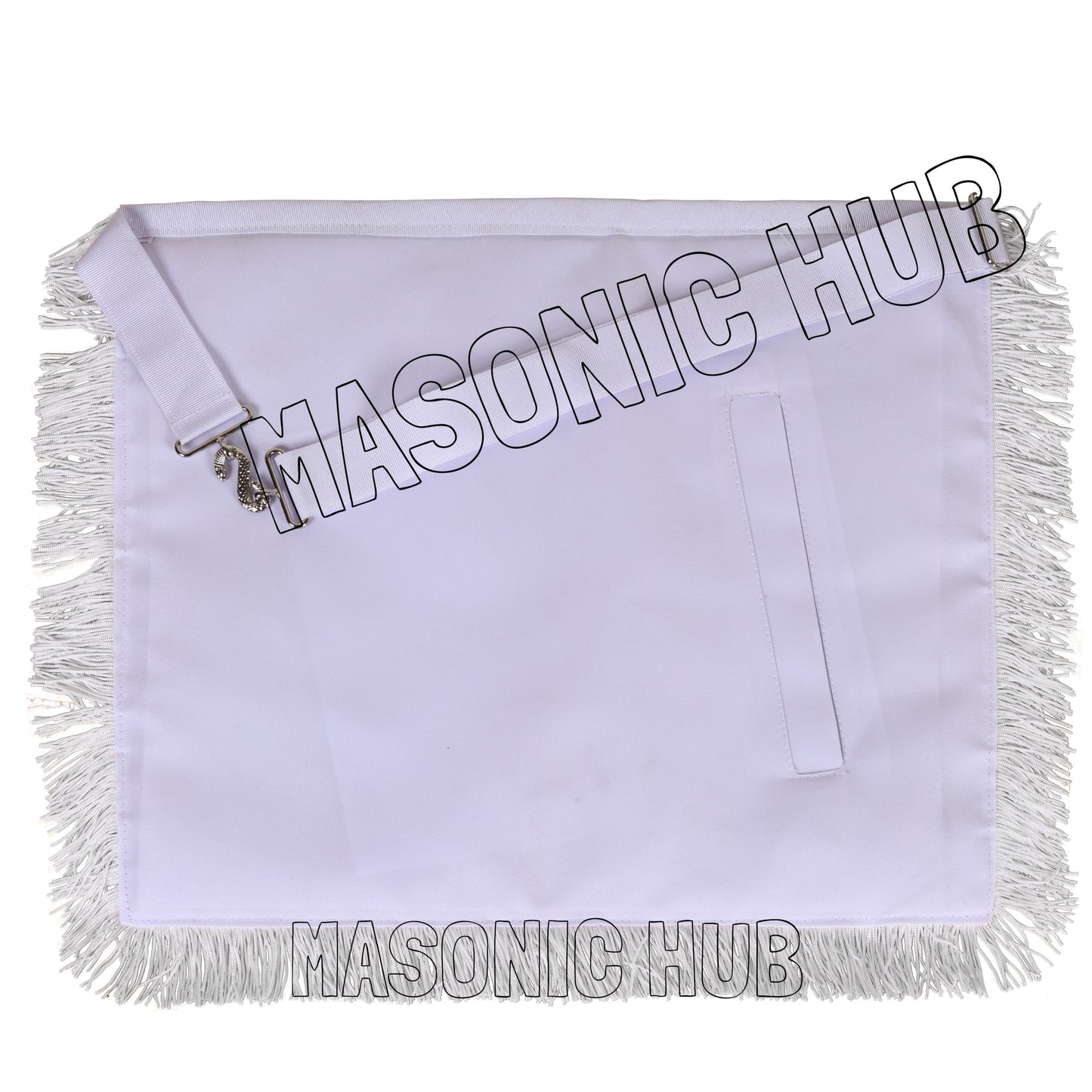 Masonic Past Master Sheepskin Apron - All White, Hand-Embroidered with Wreath
