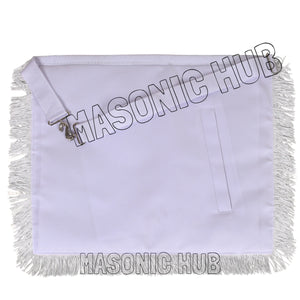 Masonic Past Master Sheepskin Apron - All White, Hand-Embroidered with Wreath Masonic Hub