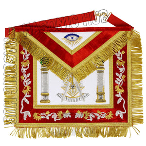 Handmade Masonic Past Master Apron – Premium Sheep Leather with Gold & Silver Bullion Embroidery Masonic Hub