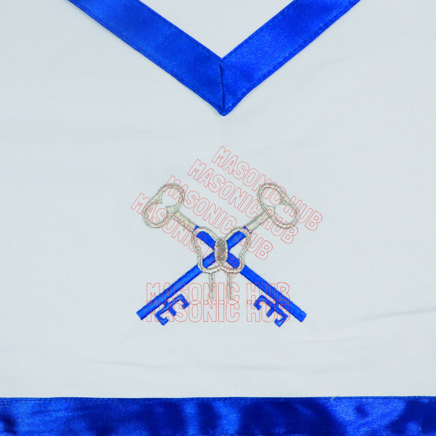 Treasurer Masonic Cotton Apron - Freemason Blue Lodge Regalia, Adjustable Belt