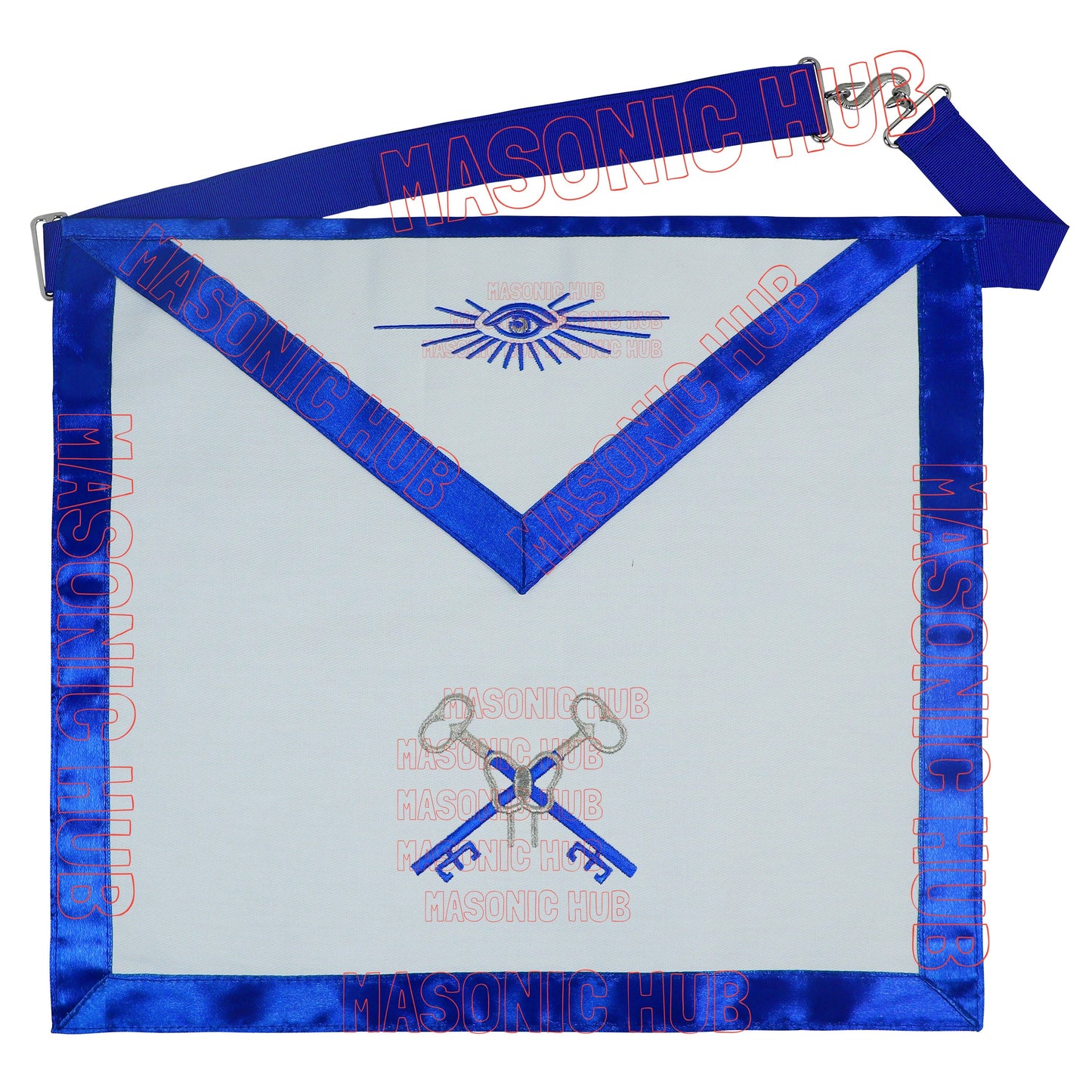 Treasurer Masonic Cotton Apron - Freemason Blue Lodge Regalia, Adjustable Belt