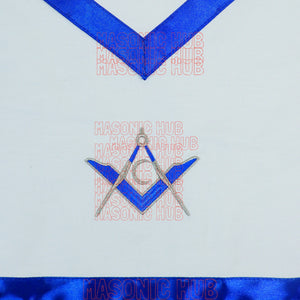 Masonic Regalia Jr. Deacon Cotton Apron - Blue Silk Trim, Machine Embroidery My Store