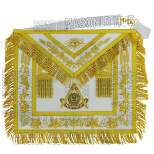 Handmade Masonic Past Master Apron – Genuine Lambskin with Compasses & Quadrant Masonic Hub