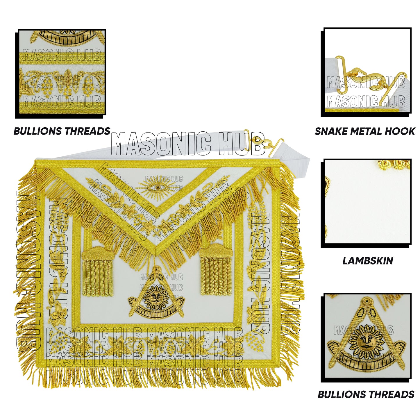 Handmade Masonic Past Master Apron – Genuine Lambskin with Compasses & Quadrant