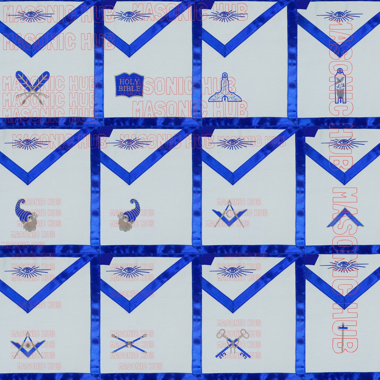 Masonic Blue Lodge Officer Aprons Set of 12 | Freemason Regalia Fraternity