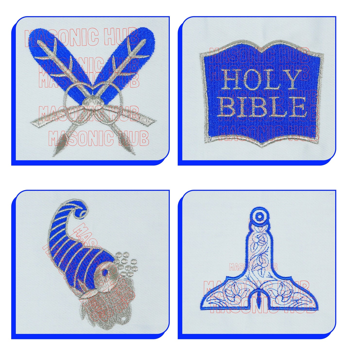 Masonic Blue Lodge Officer Aprons Set of 12 | Freemason Regalia Fraternity