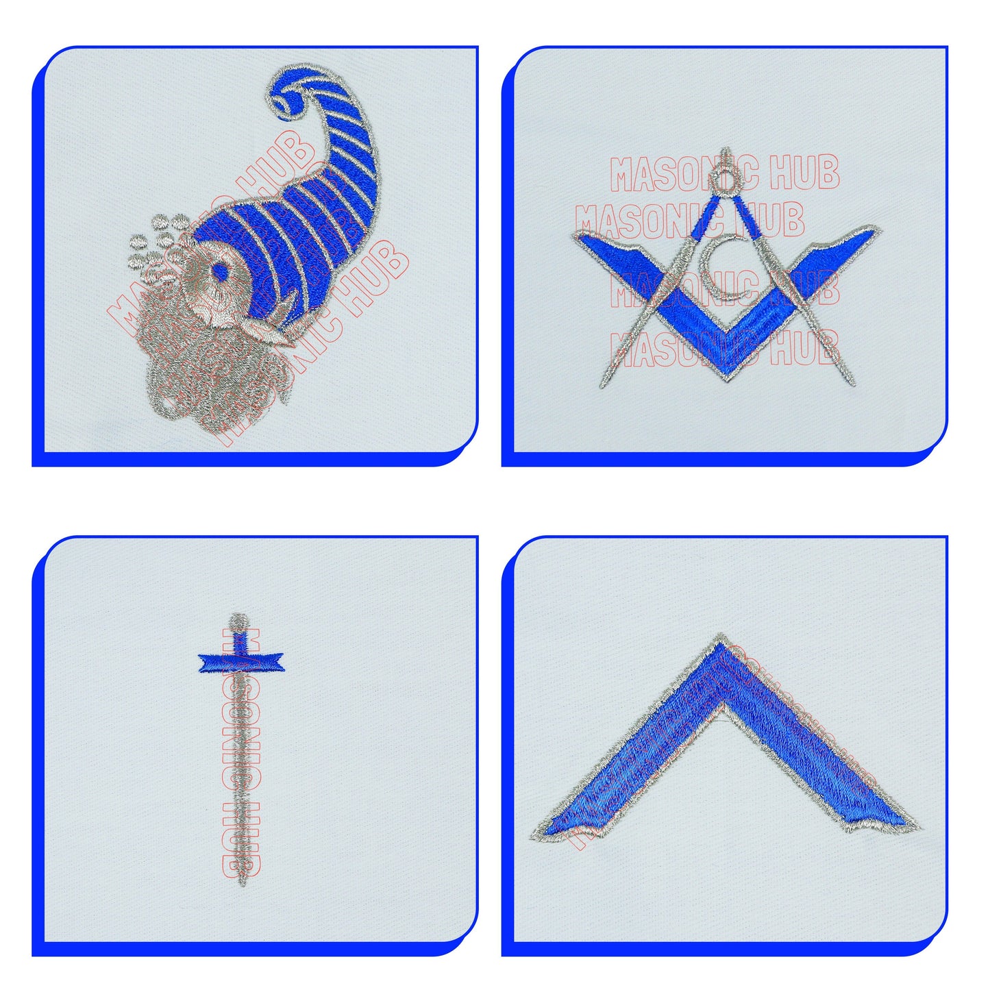 Masonic Blue Lodge Officer Aprons Set of 12 | Freemason Regalia Fraternity