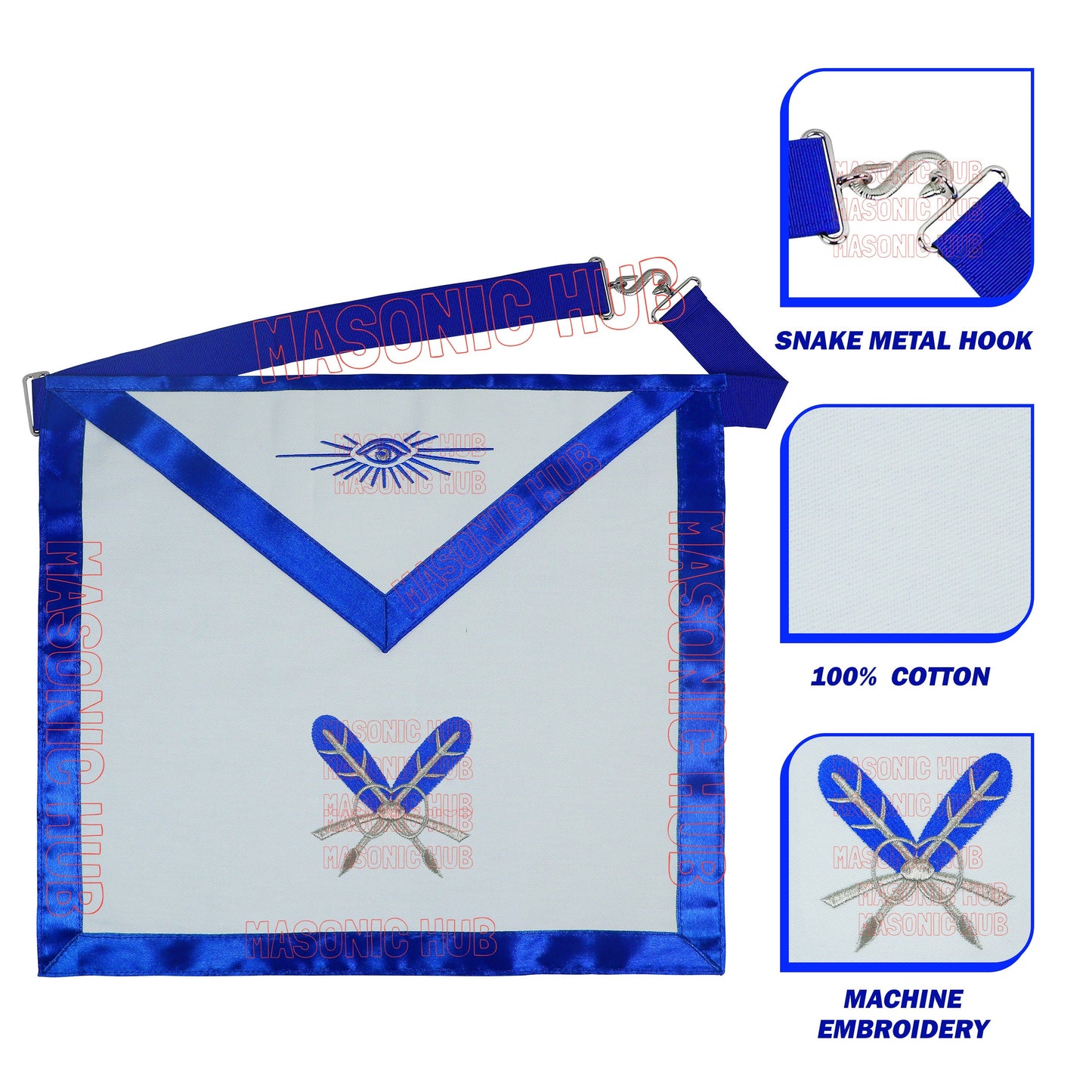 MASONIC Secretary Officer Cotton Apron - Freemason Blue Lodge Regalia
