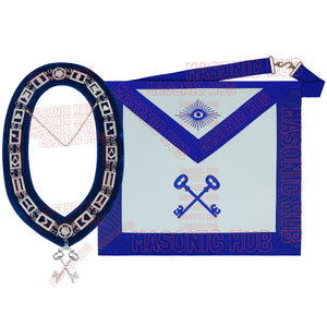 Masonic TREASURER Apron With Chain Collar & Gloves - Blue Lodge Officer Regalia Masonic Hub