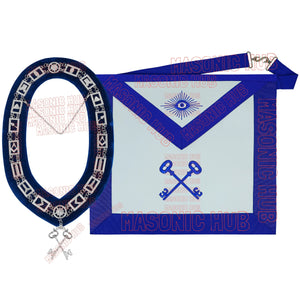 Masonic TREASURER Apron With Chain Collar & Gloves - Blue Lodge Officer Regalia Masonic Hub