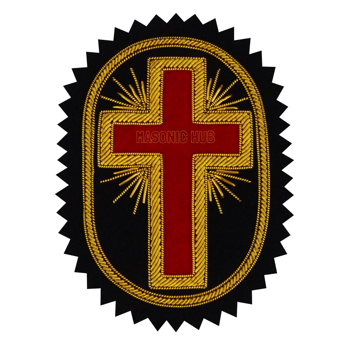 Masonic Knight Templar Passion Cross Rosette Hand Embroidered