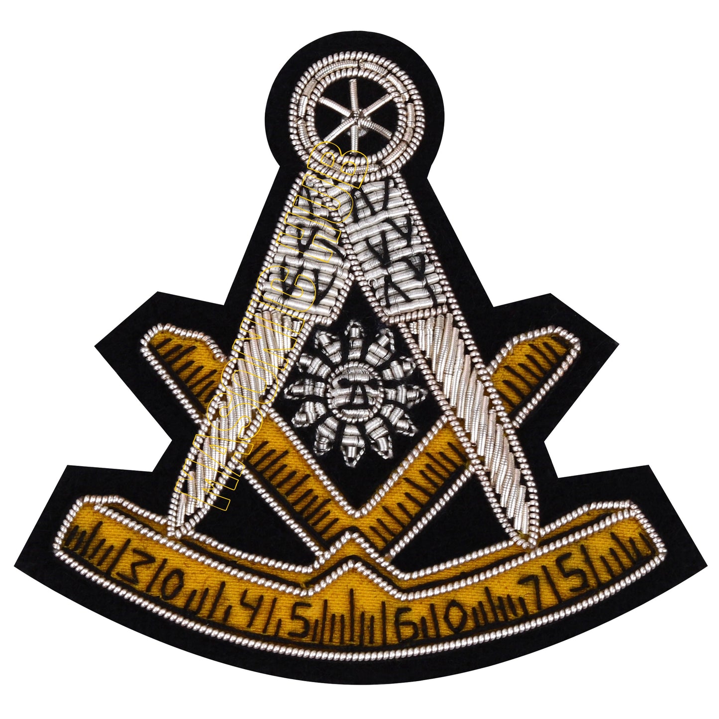 Masonic Past Master Emblem Silver Bullion Patch Hand Embroidered