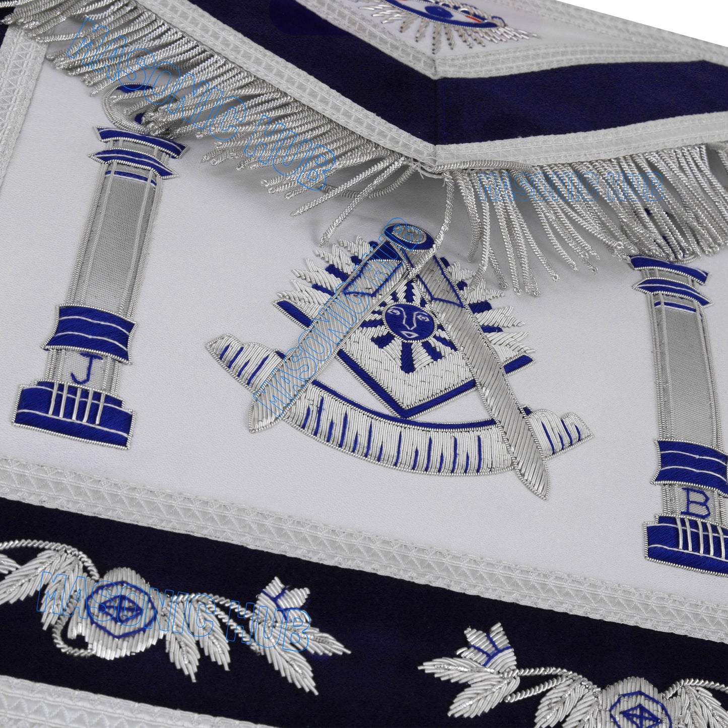 Masonic Past Master Sunburst Emblem Lambskin Apron – Hand-Embroidered Freemason Regalia