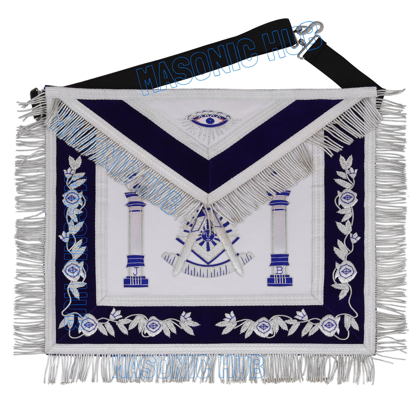 Masonic Past Master Sunburst Emblem Lambskin Apron – Hand-Embroidered Freemason Regalia