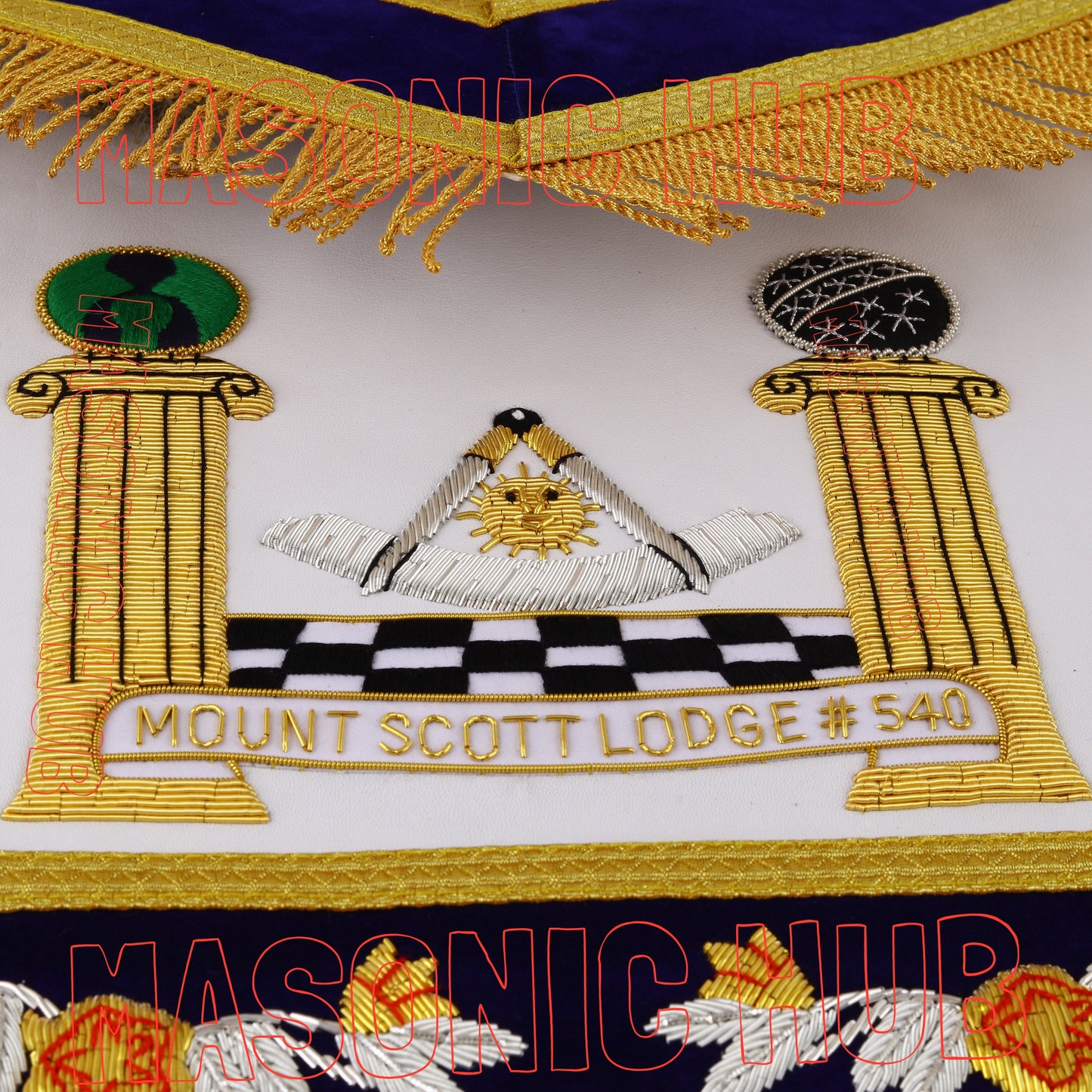 Masonic Custom Past Master Apron – Hand-Embroidered 100% Lambskin