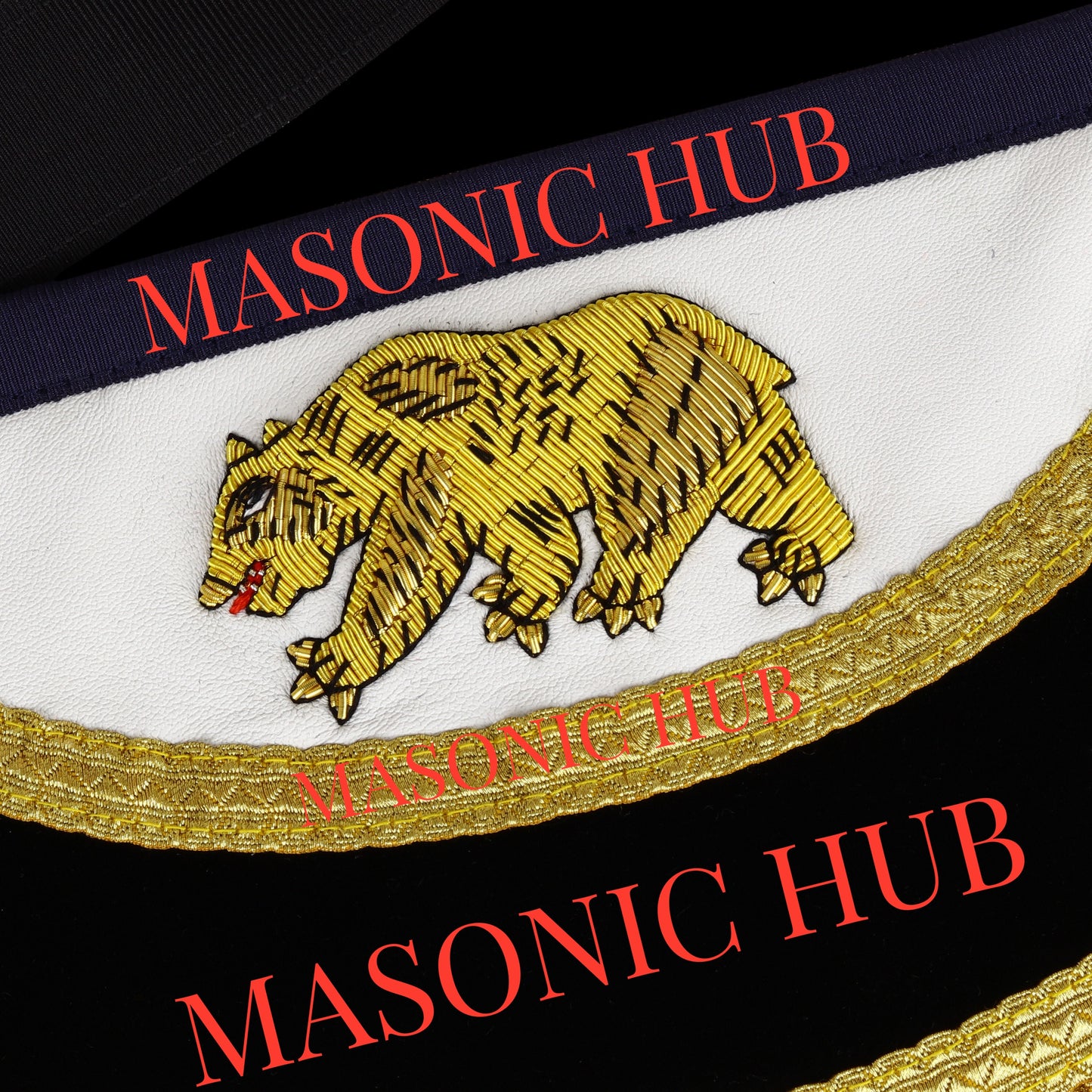 The California Past Master's Masonic Sheep Leather Apron – Gold Bullion Embroidery