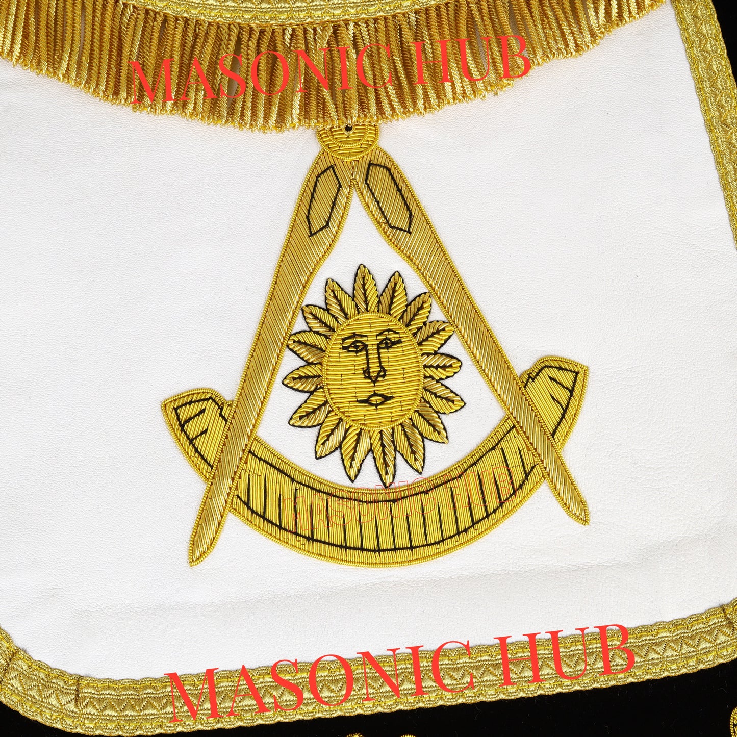 The California Past Master's Masonic Sheep Leather Apron – Gold Bullion Embroidery