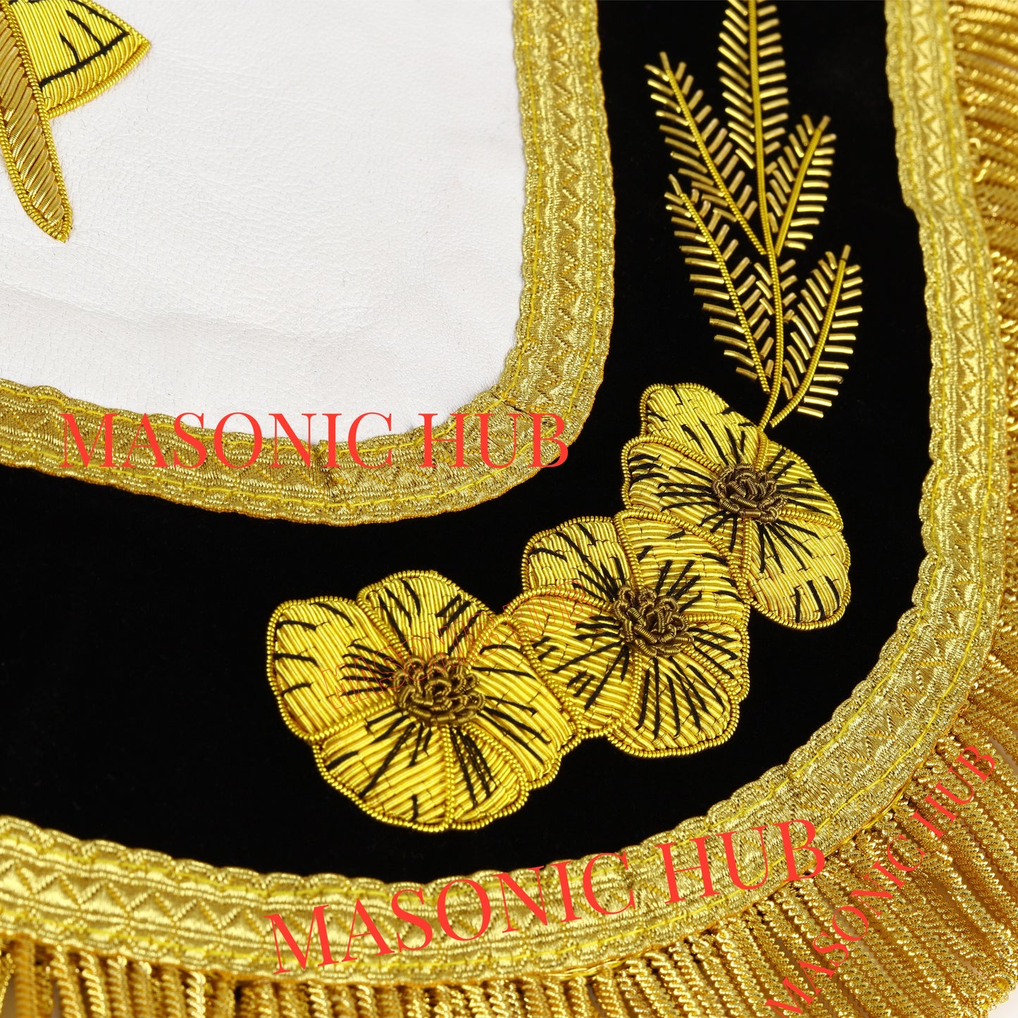 The California Past Master's Masonic Sheep Leather Apron – Gold Bullion Embroidery