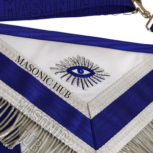 Masonic Blue Past Master 100% Lambskin Apron – Handcrafted with Silver Bullion Embroidery Masonic Hub
