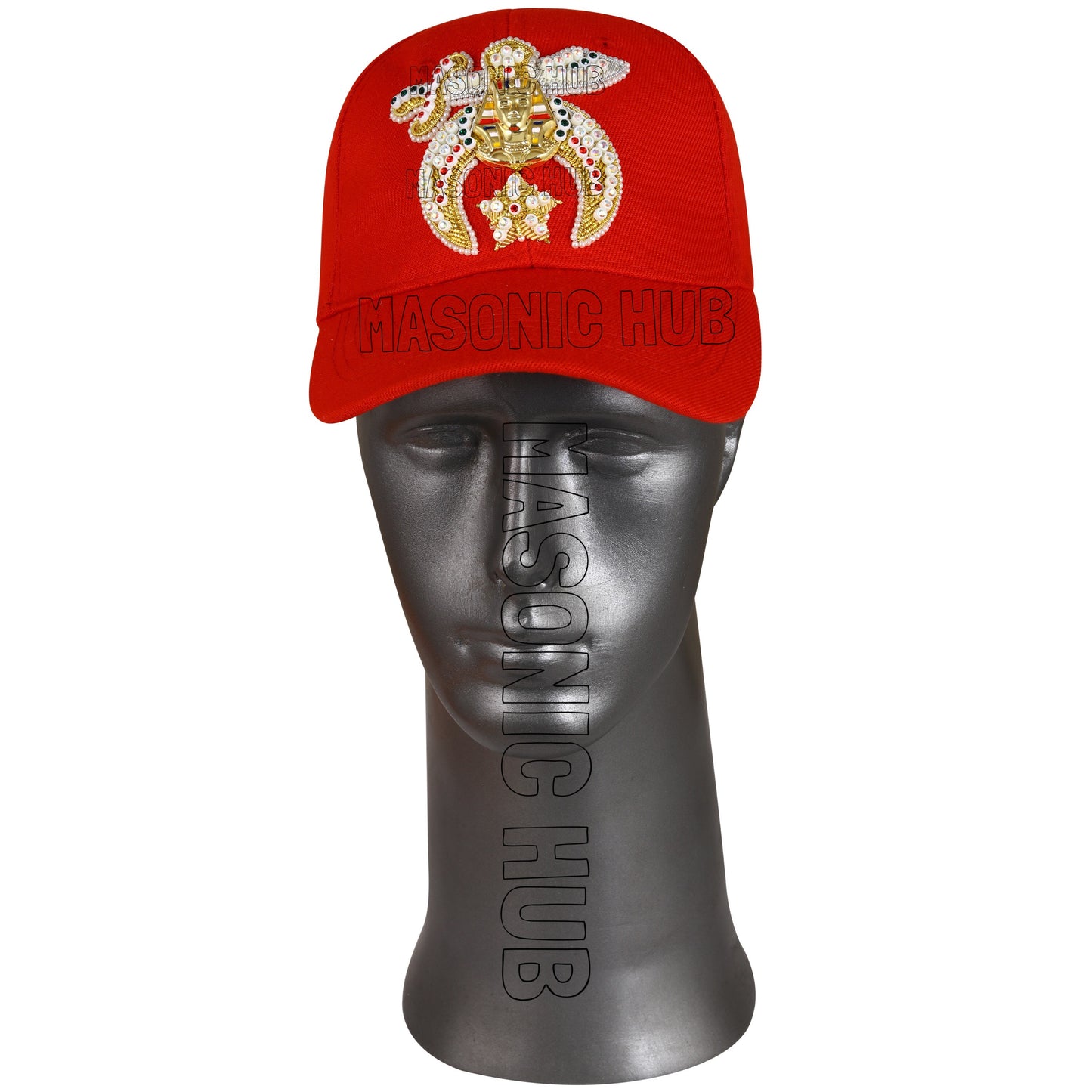 Masonic Gold Tassel Shriner Jewel Embroidered Red Handmade Baseball Cap