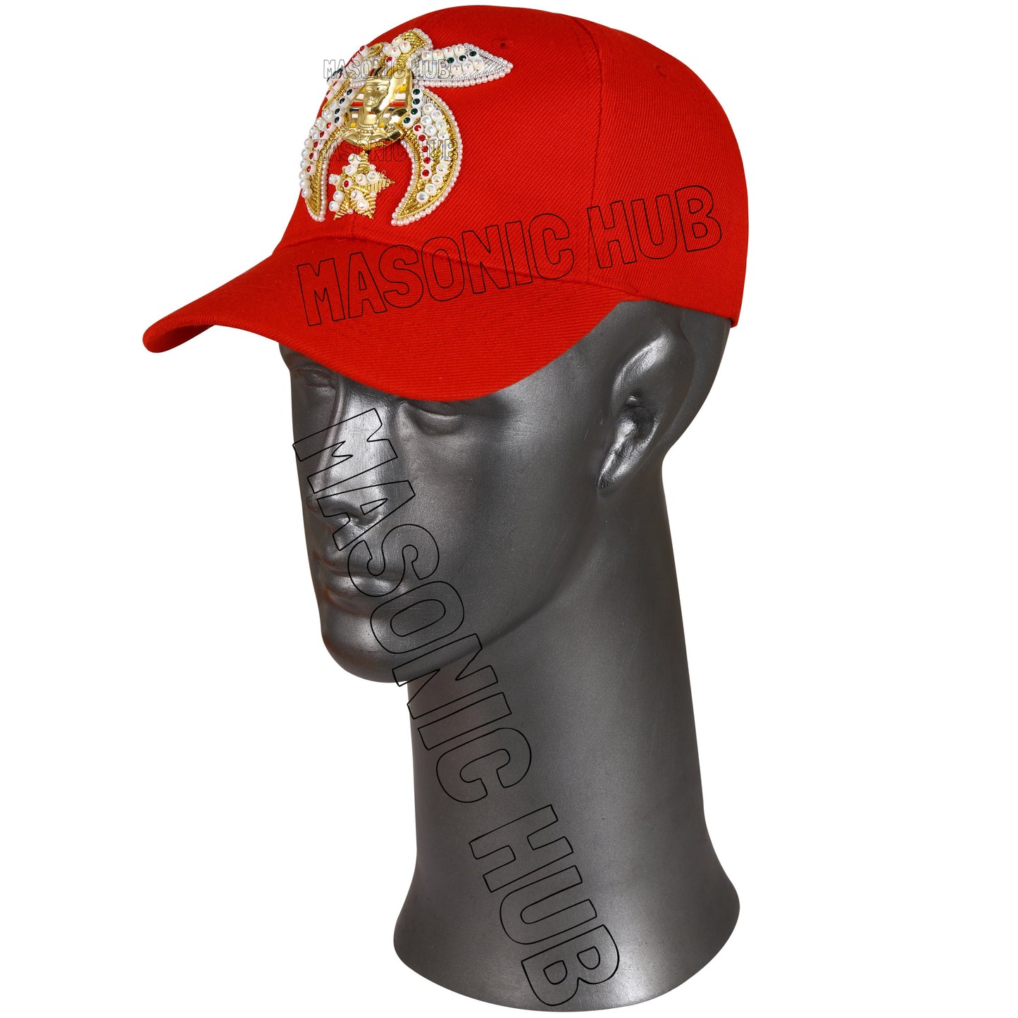 Masonic Gold Tassel Shriner Jewel Embroidered Red Handmade Baseball Cap