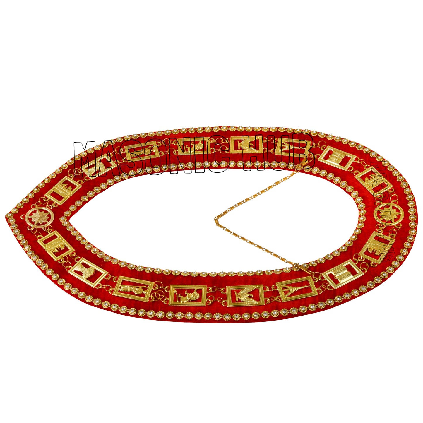 Masonic Heroines of Jericho Women's Chain Collar, HOJ COLLAR, WITH Rhinestones