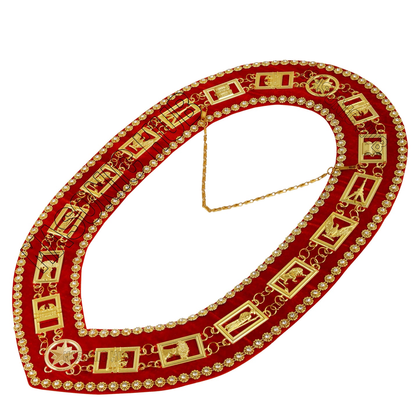 Masonic Heroines of Jericho Women's Chain Collar, HOJ COLLAR, WITH Rhinestones