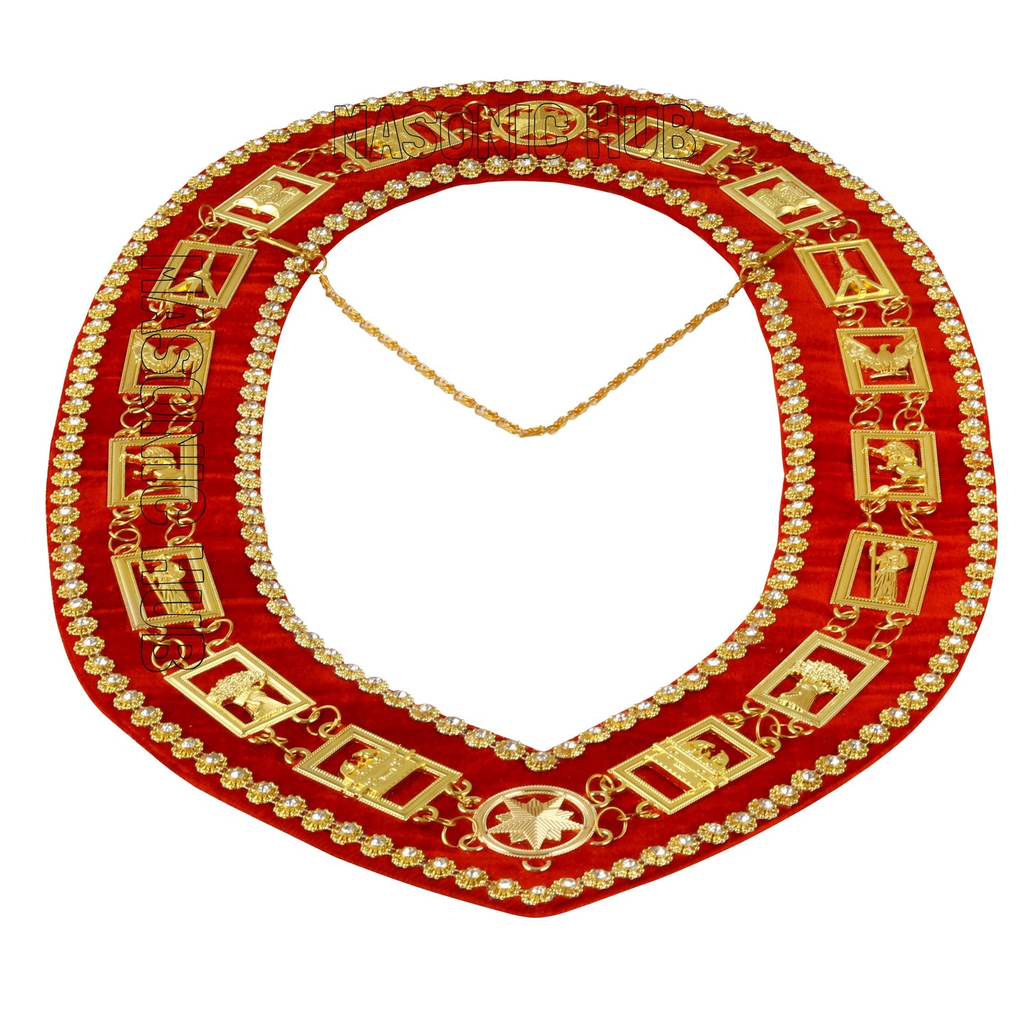 Masonic Heroines of Jericho Women's Chain Collar, HOJ COLLAR, WITH Rhinestones