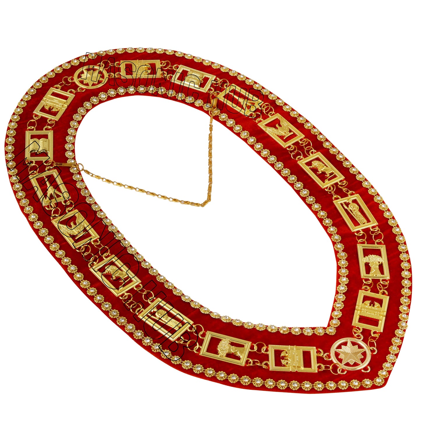 Masonic Heroines of Jericho Women's Chain Collar, HOJ COLLAR, WITH Rhinestones