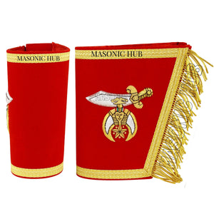 Masonic Shriner Red Gauntlets Cuffs – Hand-Embroidered Bullion Fringe Set Masonic Hub