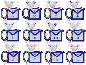 Masonic Blue Lodge Officer Apron Set – 12-Piece Regalia Collection Masonic Hub