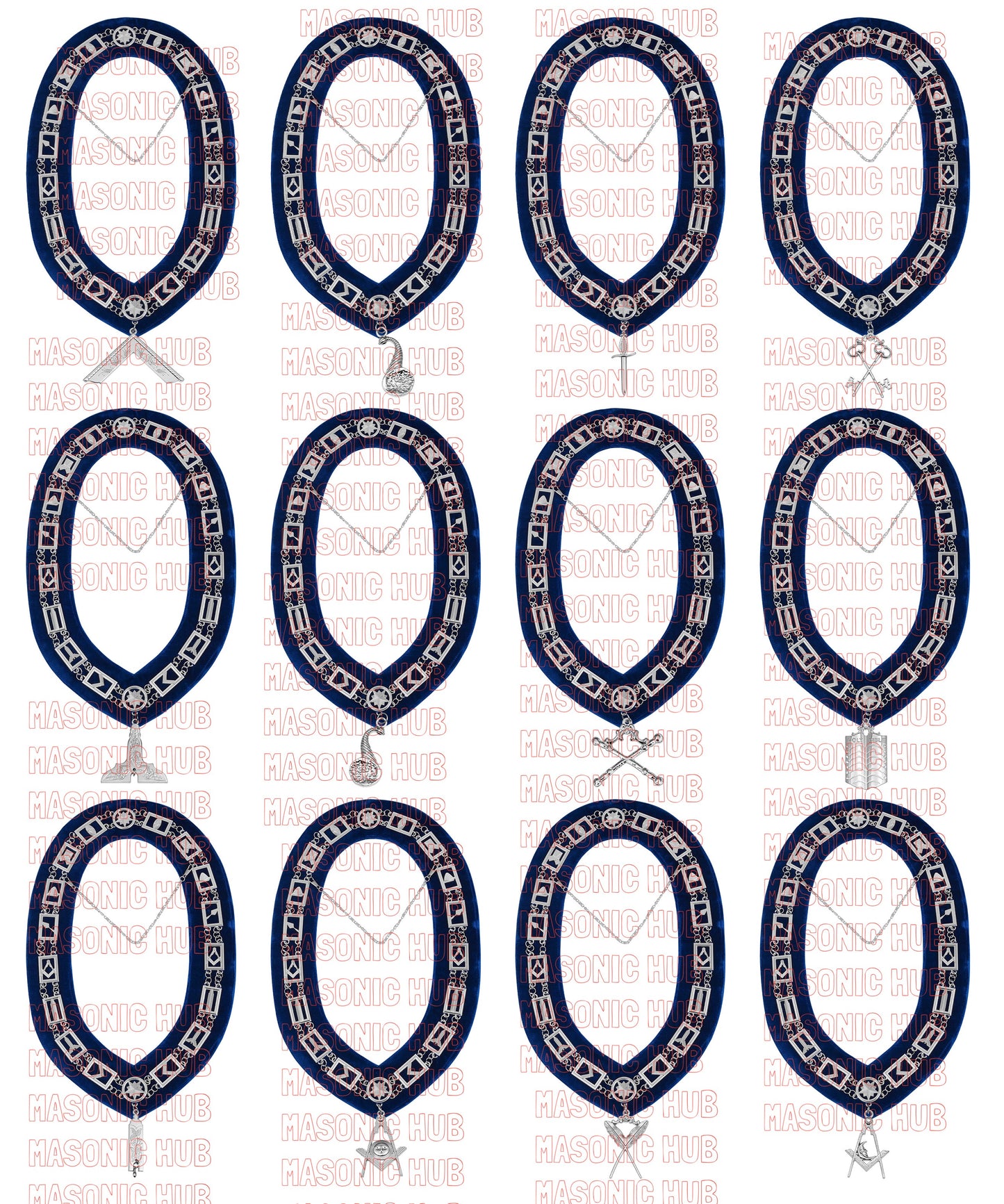 Masonic Blue Lodge Officer Apron Set – 12-Piece Regalia Collection