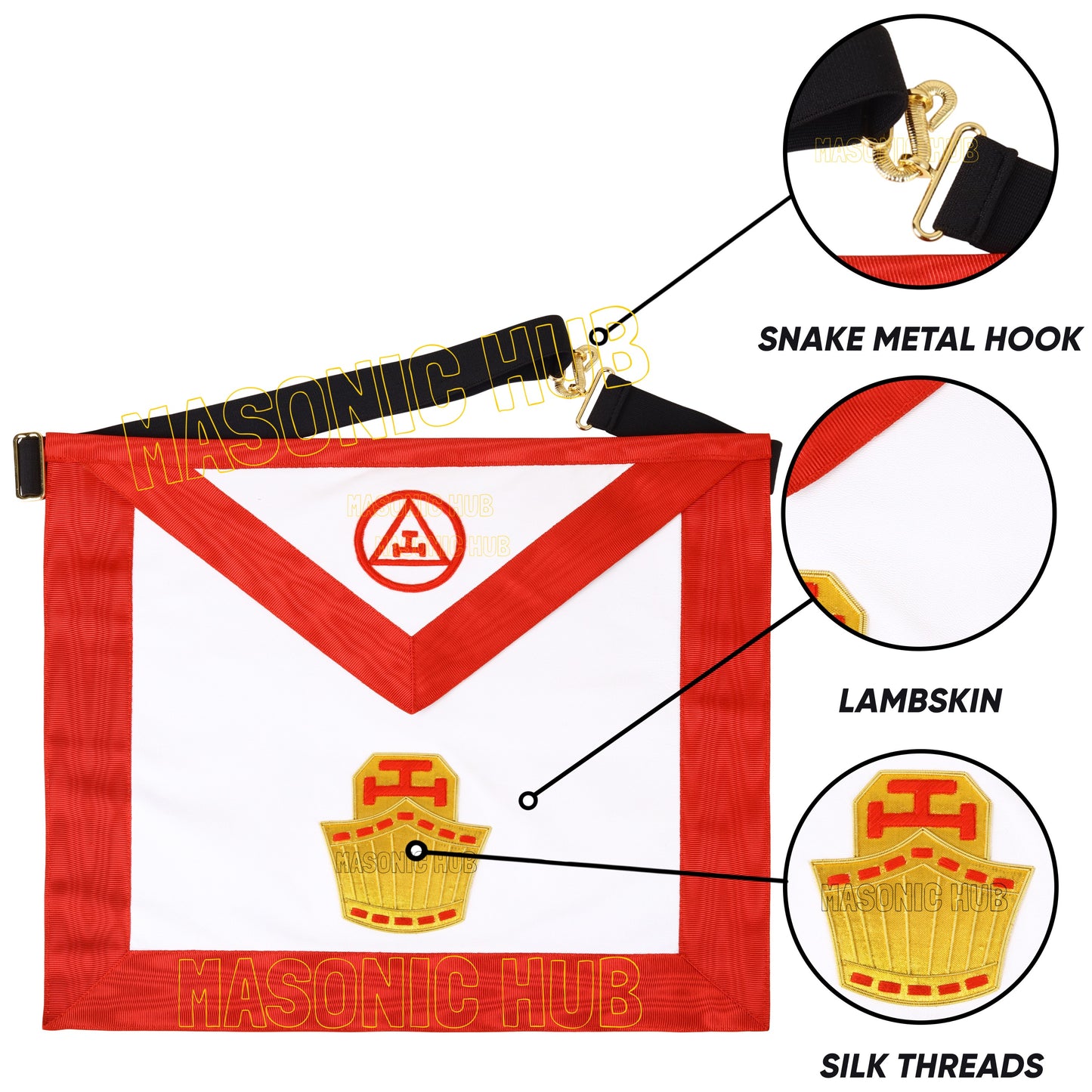 RAM Past High Priest 100% Lambskin Apron – Handmade Royal Arch Masonic Regalia