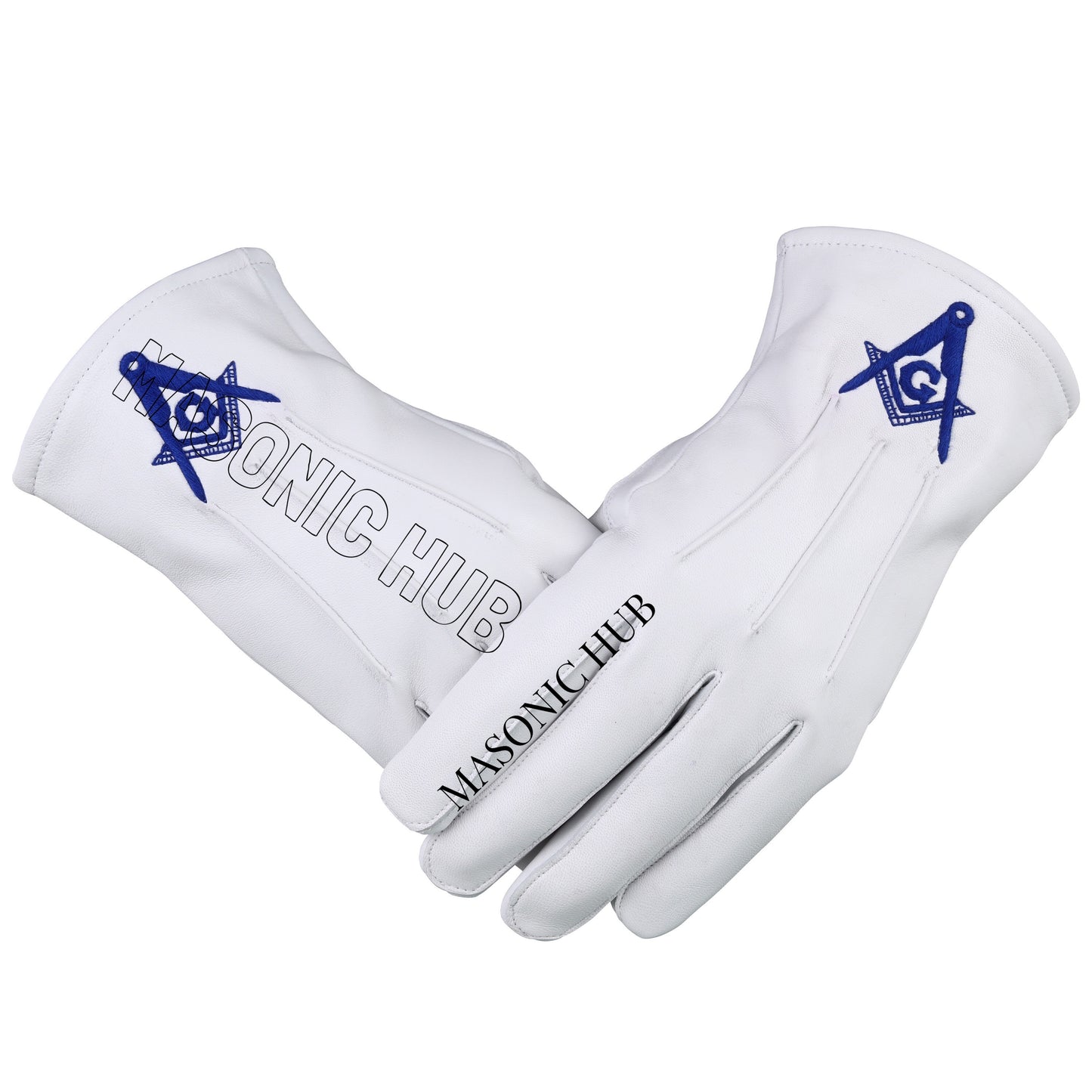 Masonic Blue Lodge Master Mason Apron, Chain Collar & Hand-Embroidered Gloves Set