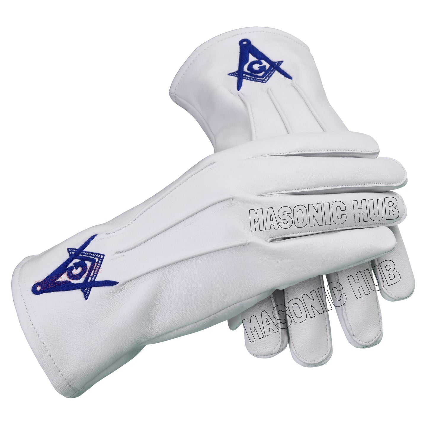 Masonic Blue Lodge Master Mason Apron, Chain Collar & Hand-Embroidered Gloves Set