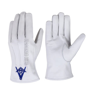 Masonic Blue Lodge Master Mason Apron, Chain Collar & Hand-Embroidered Gloves Set Masonic Hub