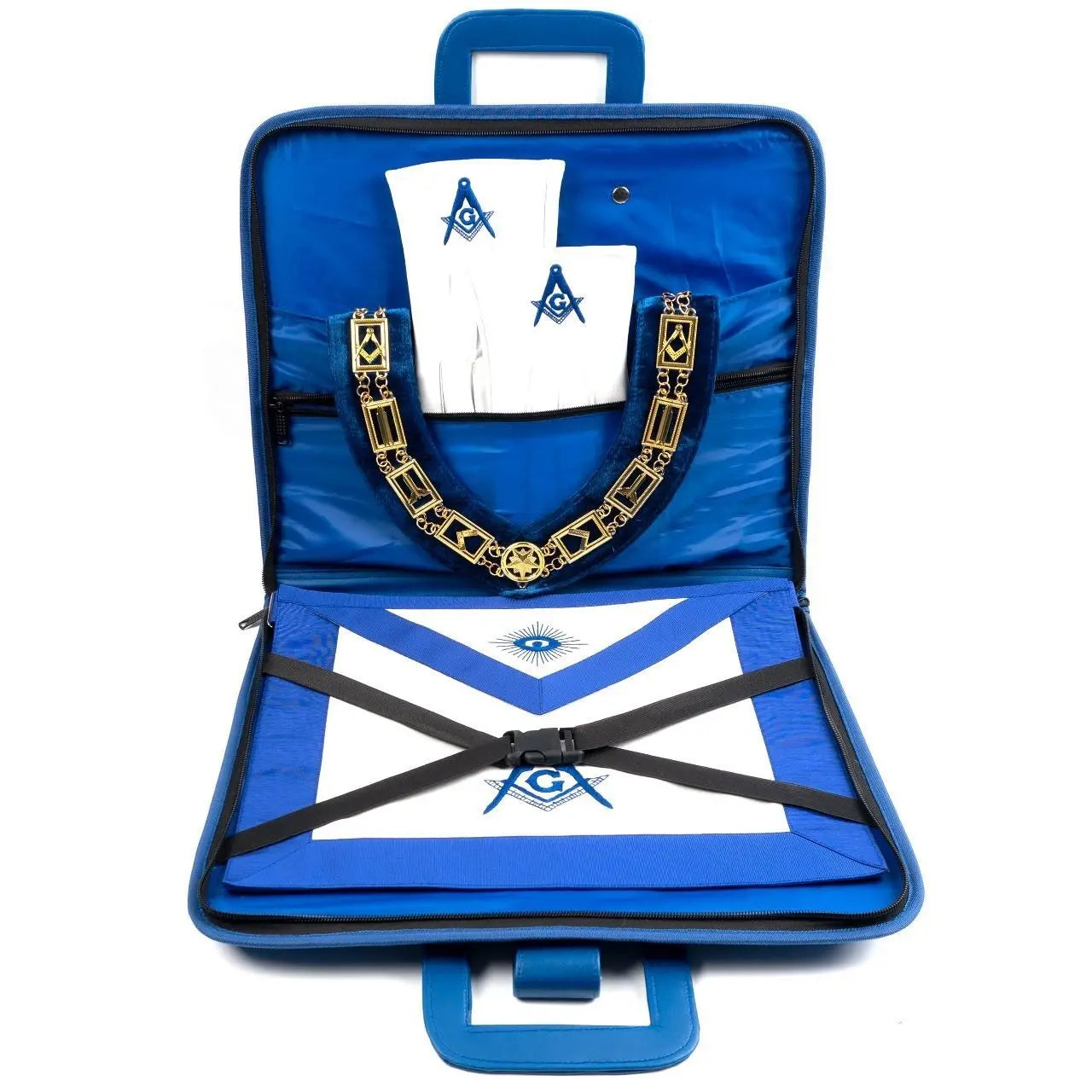 Masonic Hand-Embroidered Square & Compass Apron Case with Handle – Blue Masonic Hub