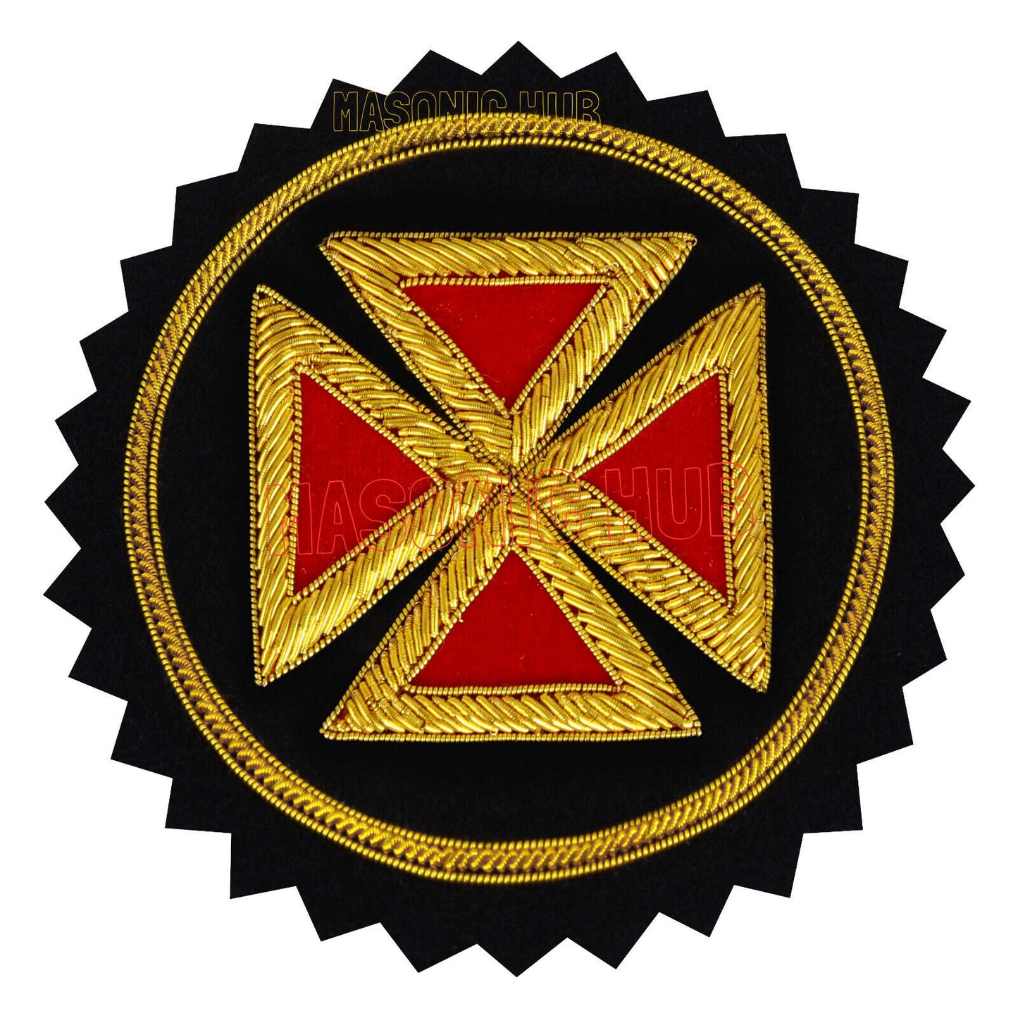 MASONIC KNIGHT TEMPLAR GRAND COMMANDERY CROSS ROSETTE HAND EMBROIDERED