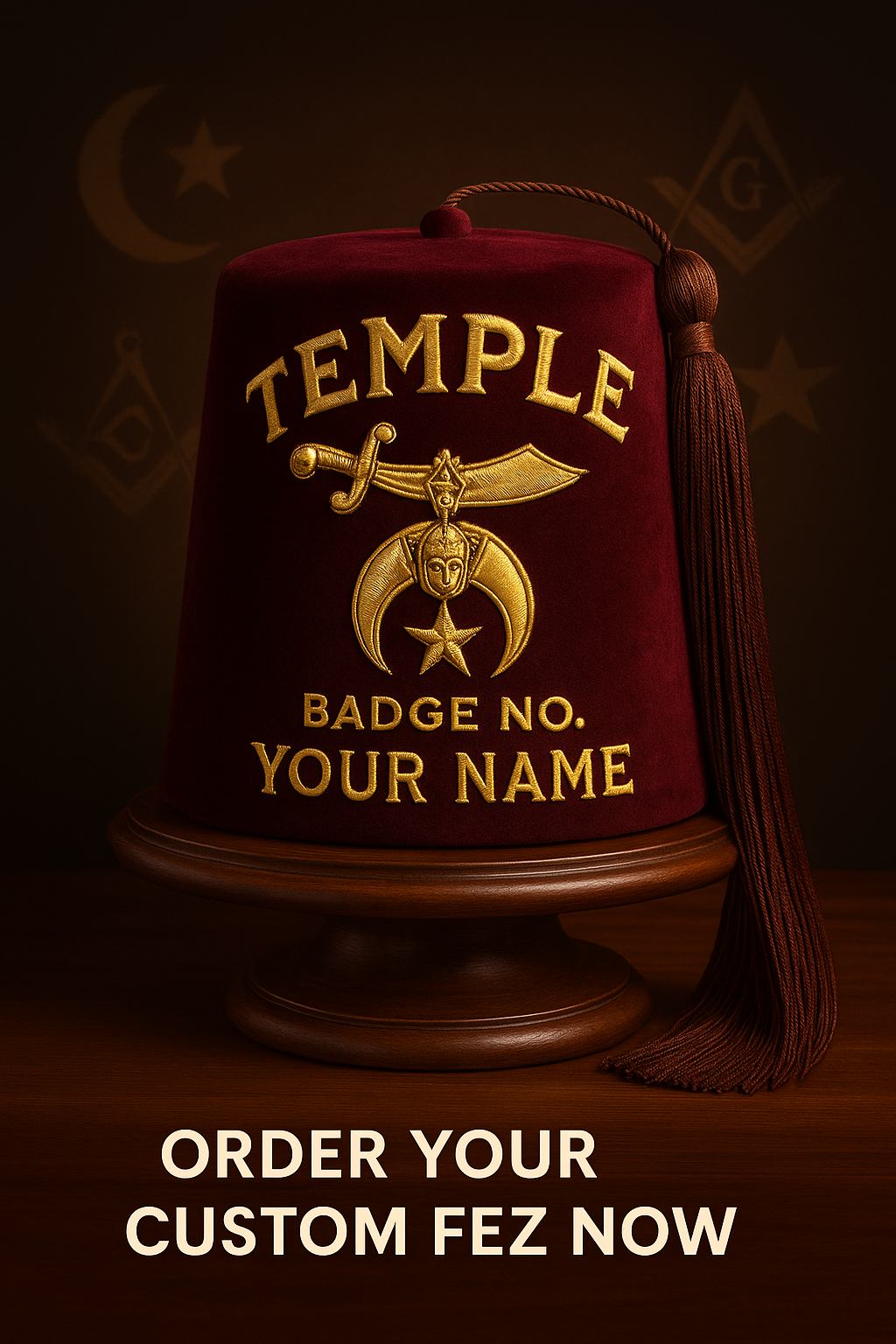 Custom Fez Hats (with Temple Name, Number, Personalization)