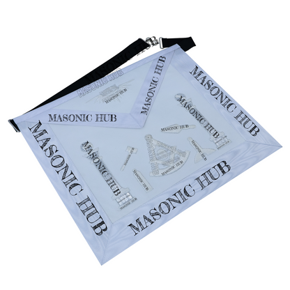 Masonic Past Master Working Tools Apron - Lambskin & Silk Threads - Hand Embroidered
