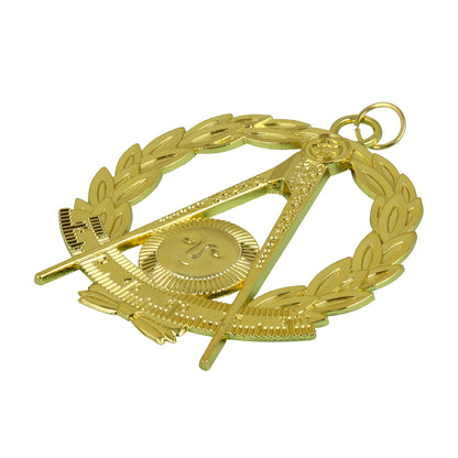 Masonic Past Master Chain Collar Jewel Pendant – Gold Plated with Wreath