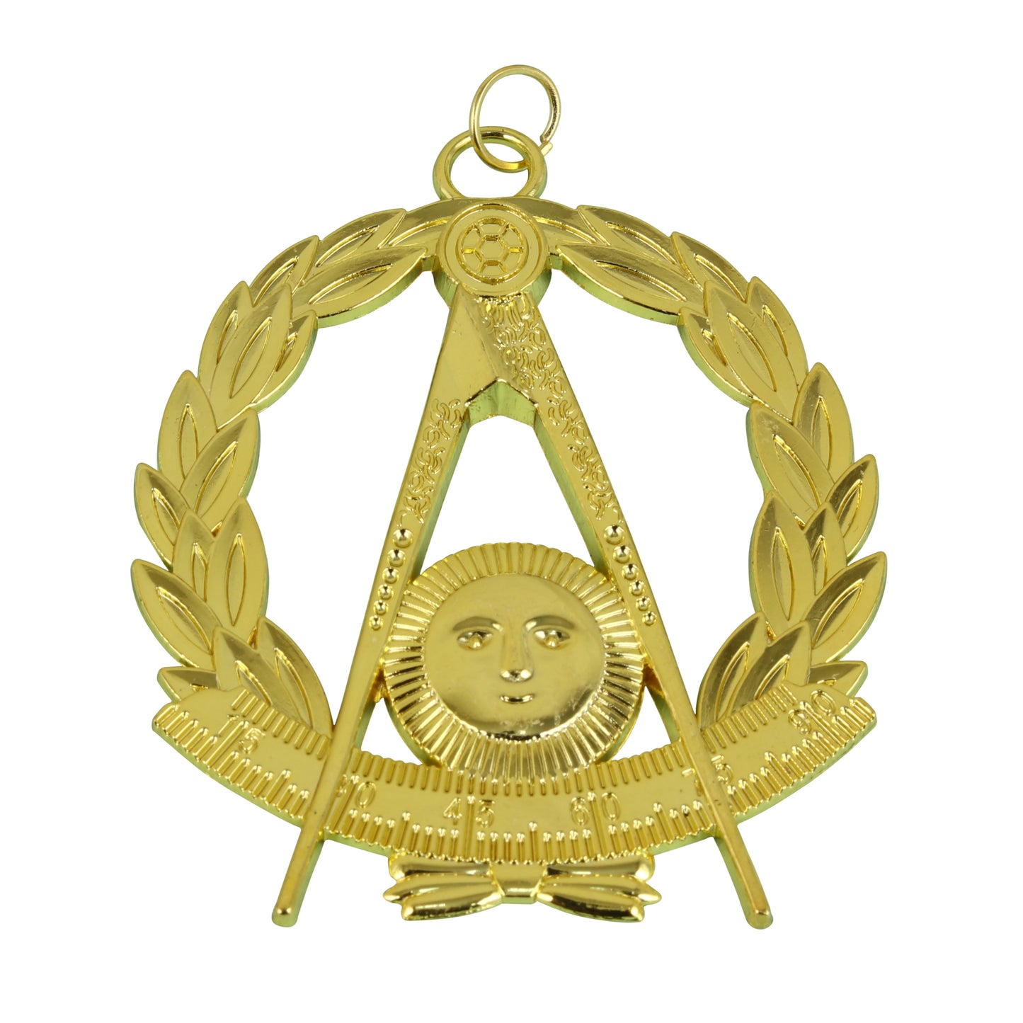 Masonic Past Master Chain Collar Jewel Pendant – Gold Plated with Wreath