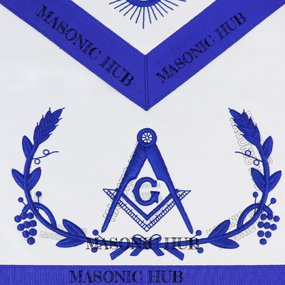 Masonic Master Mason Apron – Blue Lodge Regalia with Wreath & Square and Compass