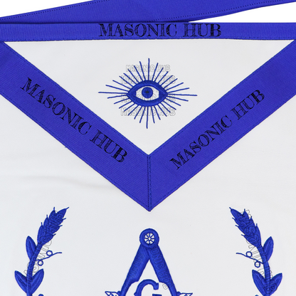 Masonic Master Mason Apron – Blue Lodge Regalia with Wreath & Square and Compass