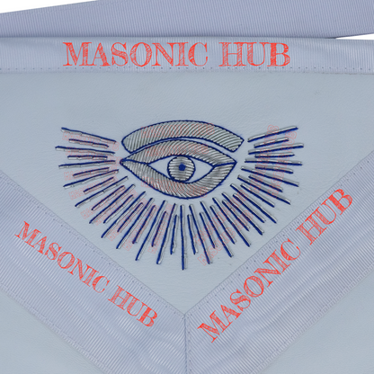 Masonic Past Master Lambskin Apron with Silver Bullion & Wreath Embroidery