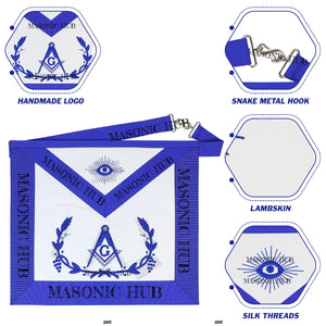 Masonic Master Mason Apron – Blue Lodge Regalia with Wreath & Square and Compass My Store