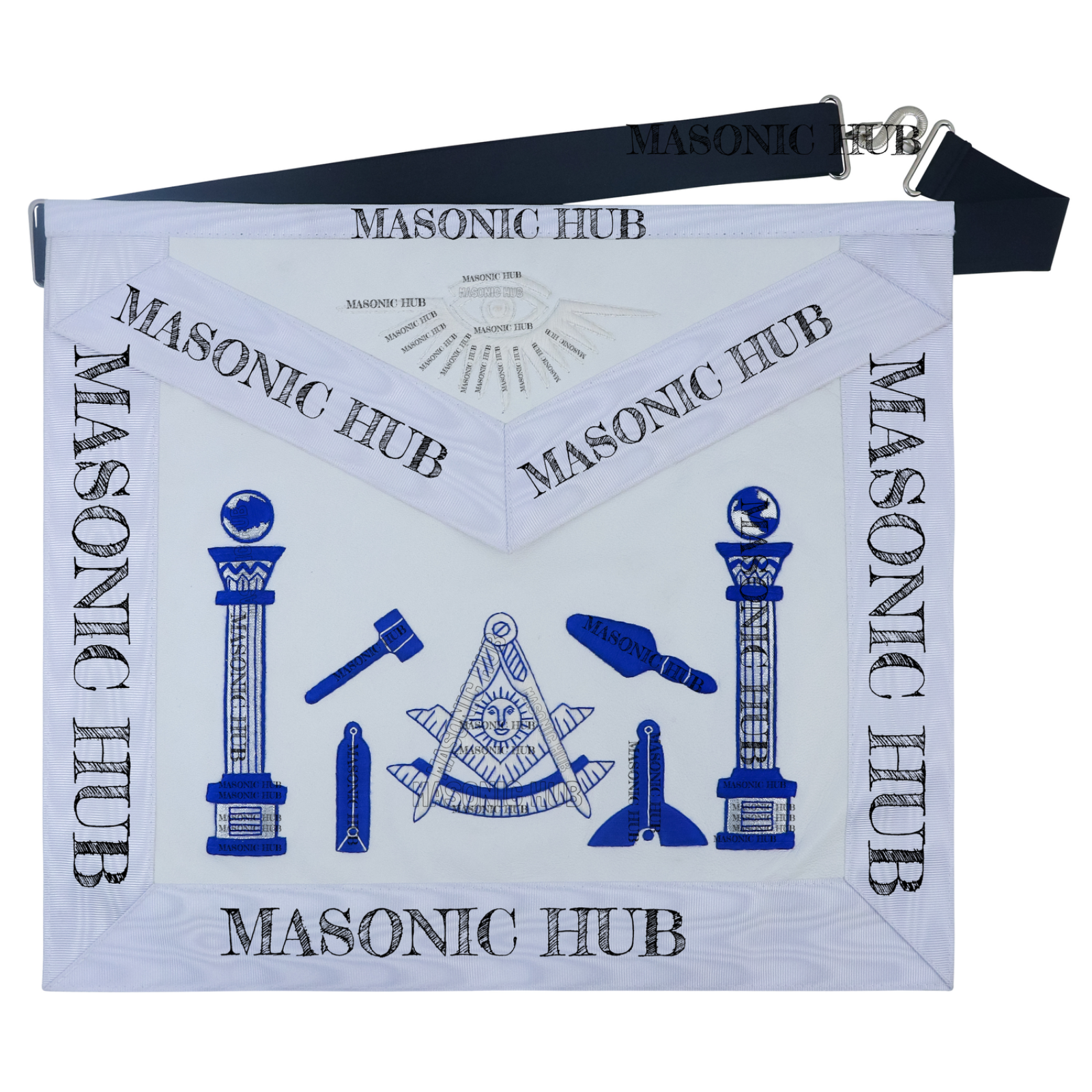 Masonic Past Master Tools Apron - Lambskin & Silk Threads - Hand Embroidered My Store