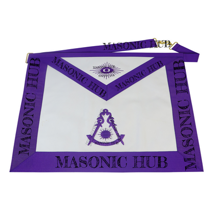 Masonic Past Master Apron 100% Lambskin - All Purple Hand-Embroidered Freemason